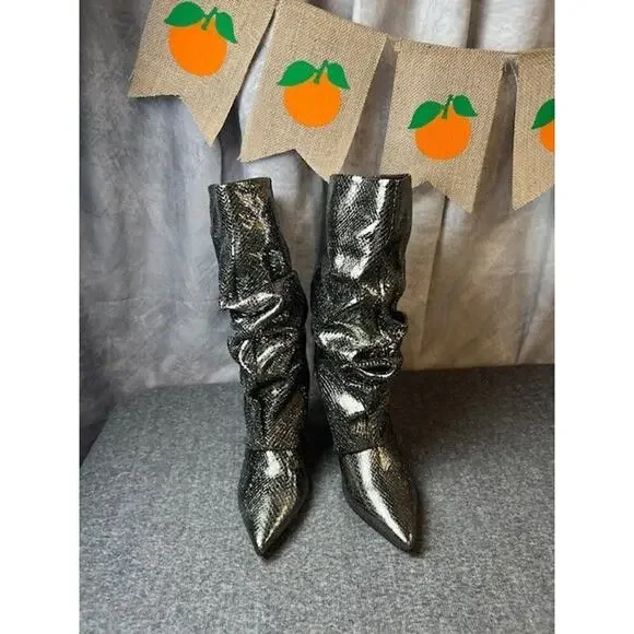 Marc Fisher LTD Women's Kailee Mid-Calf Pewter Silver Boot Size 7M - Picture 4 of 10